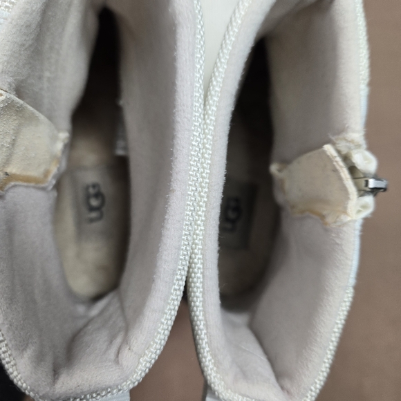 UGG ( WMNS) UGG Yose Zip Flece Lined Snow Boots White Women's Sz 8 Outdoor - Picture 10 of 13